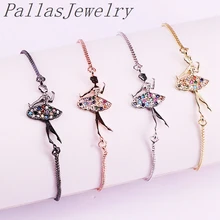 10 шт. модные очаровательные медные цепочки наивысшего качества Радужный цирконий CZ микро проложить балетные браслеты с коннекторами