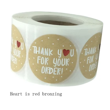 

500pcs 3.8cm Thank You for Your Order Stickers Seal Labels with heart for Business Package Envelope Supplies Stationery Stickers
