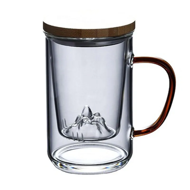Glass Tea tasting filter cup with lid and handle tea  Mug Transparent Drinkware Glass Cups