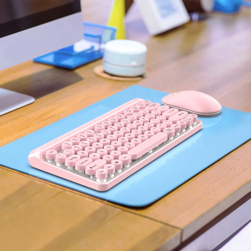 Hxsj Новая модная круглая шляпа беспроводная мышь и клавиатура набор 2,4G многоцветная Опционная беспроводная клавиатура и мышь комбинированный ПК