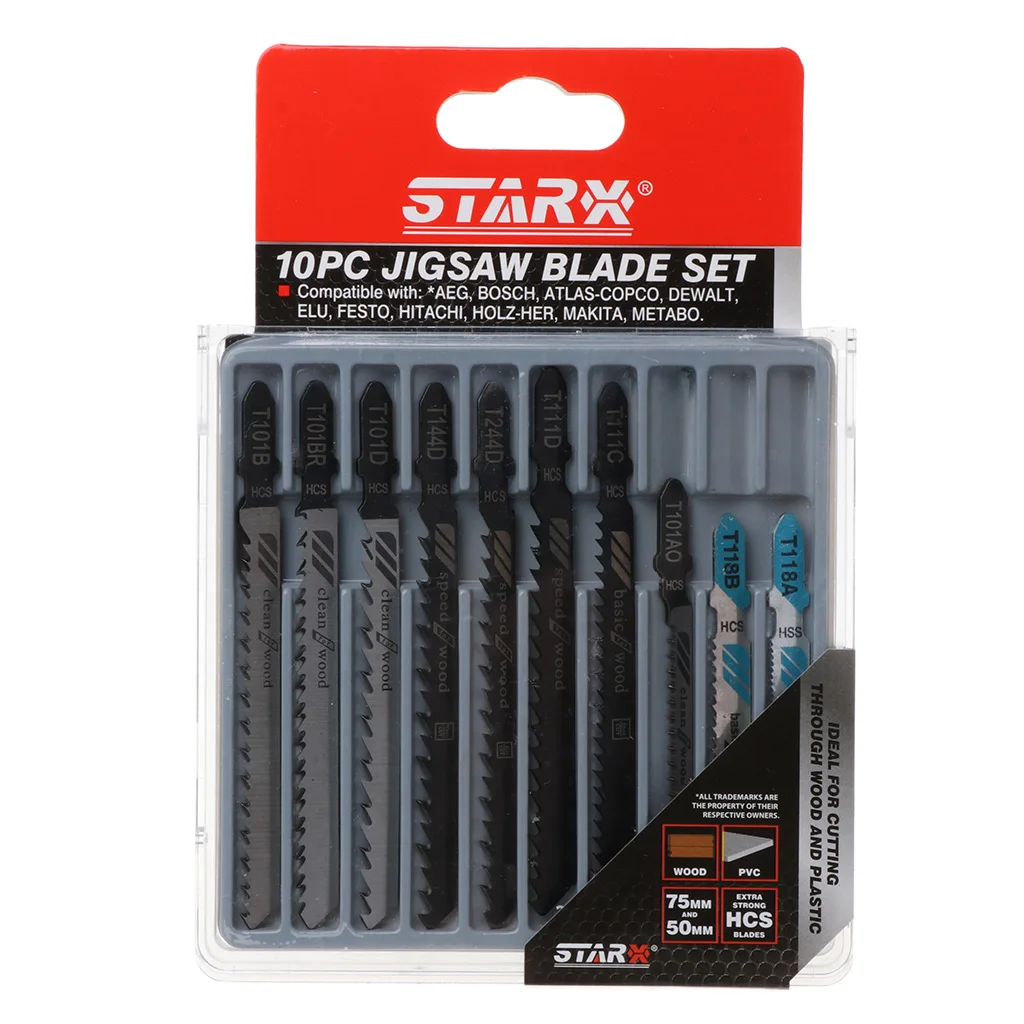 10pcs Assorted HSS HCS T144D T244D T101B T101D T101BR T111C Reciprocating Jigsaw Blades Set For Cutting Metal Plastic Wood Kits