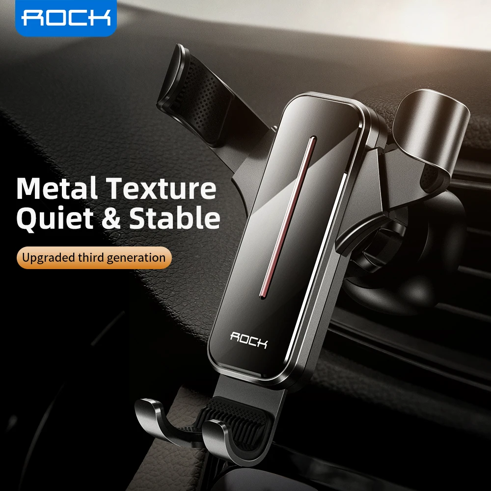 ROCK Metal Gravity Car Holder For Phone Air Vent Clip Mount Stand No Magnetic Mobile GPS for iPhone 11 Pro Xs | Мобильные телефоны