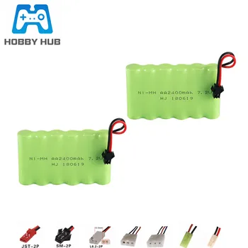

7.2v 2400mah NiMH Battery For rc toys car boats gun train truck robot NI-MH AA 7.2v Rechargeable Battery Pack 2pcs for rc boats