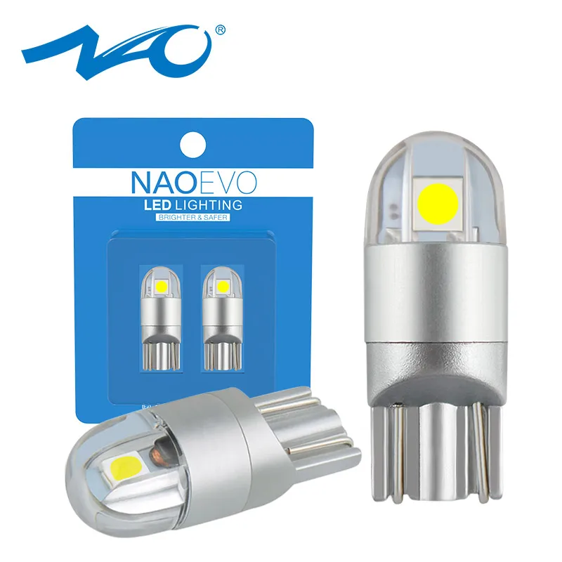 Светодиодная лампа NAO W5W 12 В T10 для автомобильного мотоцикла Blub 6000 K 5W5 3030 чипов 168 194