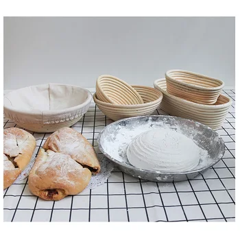 

Handmade Rattan Bread Basket Baking Dough Round/Oval Fermentation Bread Proofing Baskets Fruit Dish Food Storage Tray