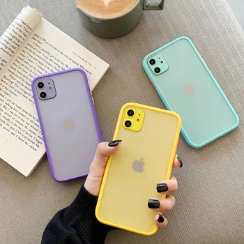 

For iPhone 11 Pro Max XR XS Max 6S 8 7 Plus Shockproof Soft TPU Silicone Clear Cover Mint Hybrid Simple Matte Bumper Phone Case