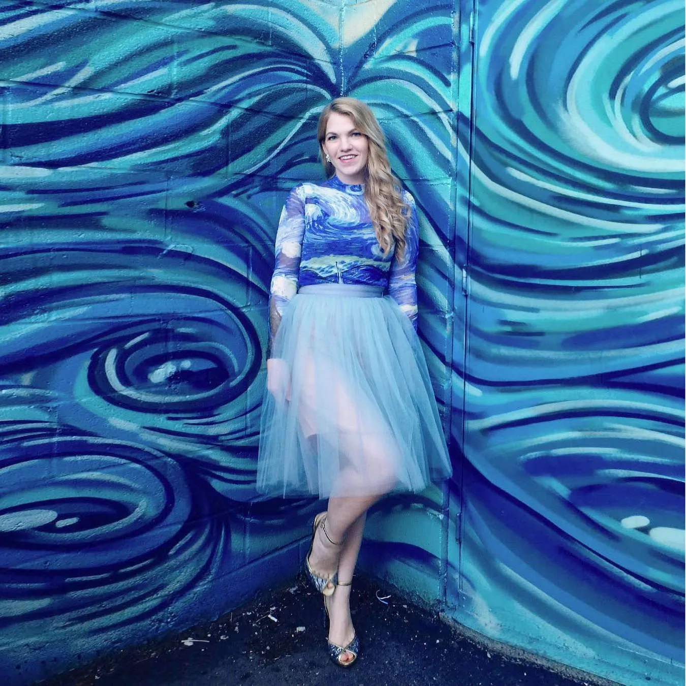 Gonna Classica Semplice Blu Cielo Nuovo Temperamento Sexy See Thru Tulle Gonna Mush Elastico Al Ginocchio Gonne Casual