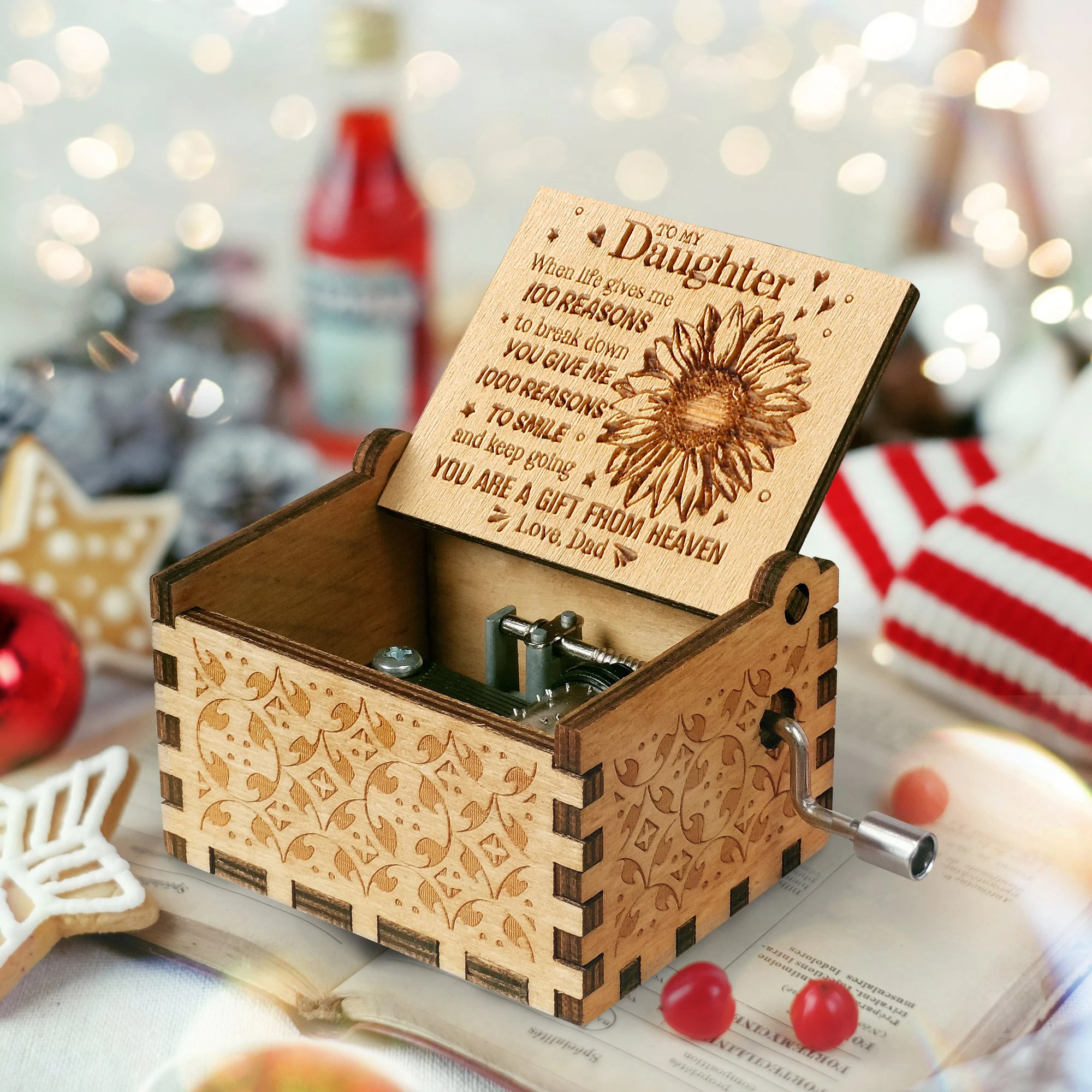 To My Daughter Wooden Music Box You Are My Sunshine Girl Gift Birthday Gift Christmas New Year Gift Home decorations 3