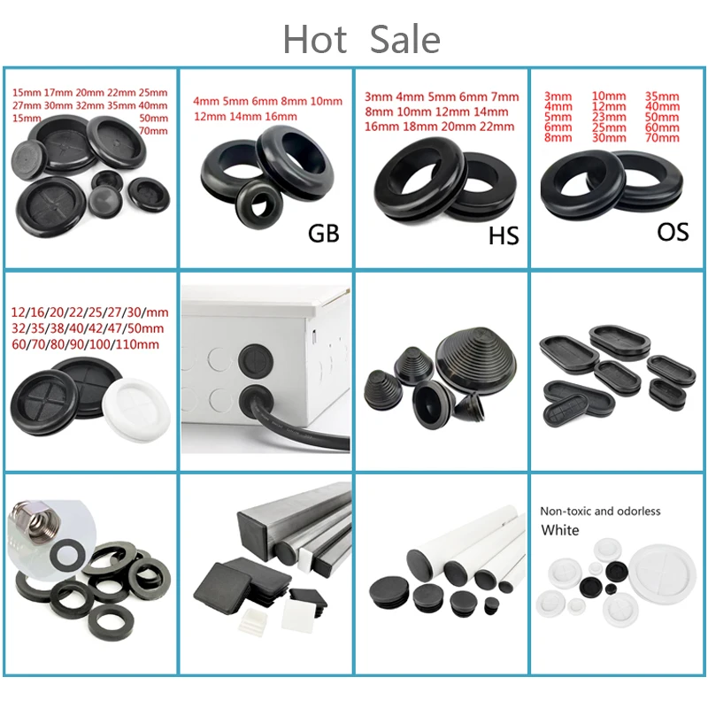 Groove Rubber Grommet,12-110mm,Blanking Hole Wiring Cable Gasket Rubber Seal Assortment Set
