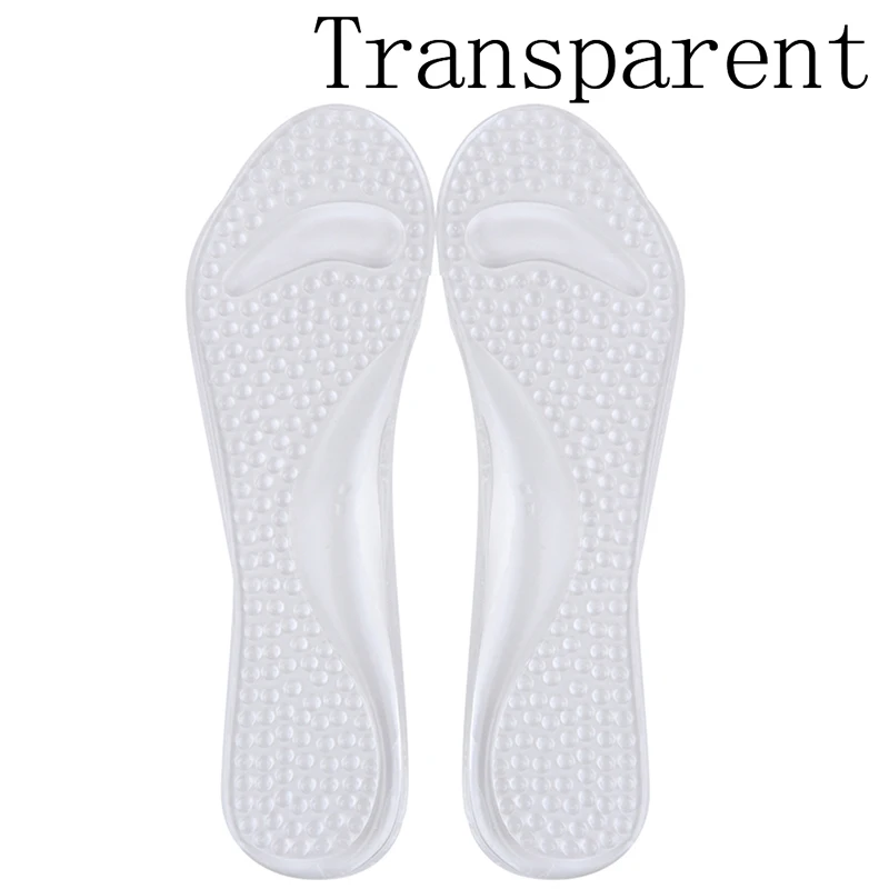 transparent 1 пара Для женщин и девочек Нескользящие Для женщин гель 3/4 длина анти-скольжения массажные подушки ортопедические стельки для обуви - Цвет: transparent