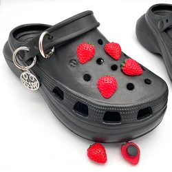 Sabot JIBZ en résine pour femmes, 10 pièces, Original 3D, mignon, fraise, résine, breloques de chaussures, sabots, accessoires 