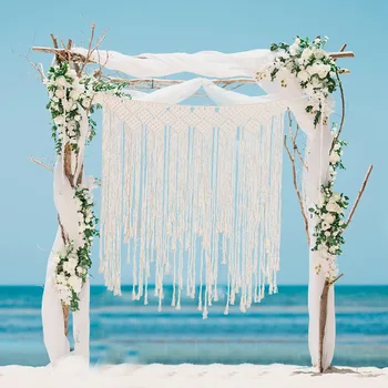 

HUIRAN Handmade Boho Bohemian Curtain Tapestry Rustic Wedding Decoration Backdrop Party Favors Supplies Wall Room Decor for Home