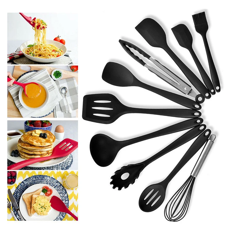 

11pcs/set Food Grade Silicone Kitchen Cooking Tools Sets Non Sticker Baking Tool Heat Resistant Kitchenware for Cooking Utensils