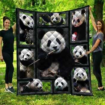 

Cute Panda Printed Home Sofa Cover Quilt Queen Size For Kids Adult Warm Blankets For Beds Soft Sofa Outdoor Camping Quilt