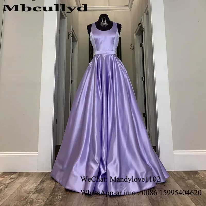lavender satin prom dress