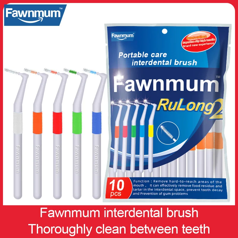 Buen trato Fawnmum-cepillo de dientes Interdental de 0,6-1,2mm, herramienta Dental de ortodoncia en forma de L, para limpieza y cuidado bucal 33mj6bBNBAV