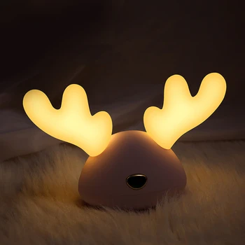 

Cartoon Deer USB LED Night Light Charging Sleeping Lights 7 Color Changeable Light Lamp Soft Silicone Nightlight for Kids