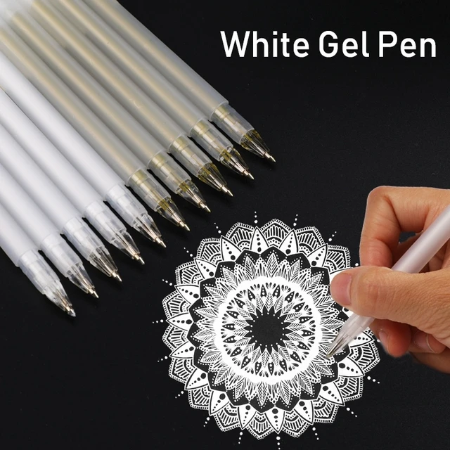 8color Premium 0.8mm White Gel Pen Fine Tip Sketching Pens For