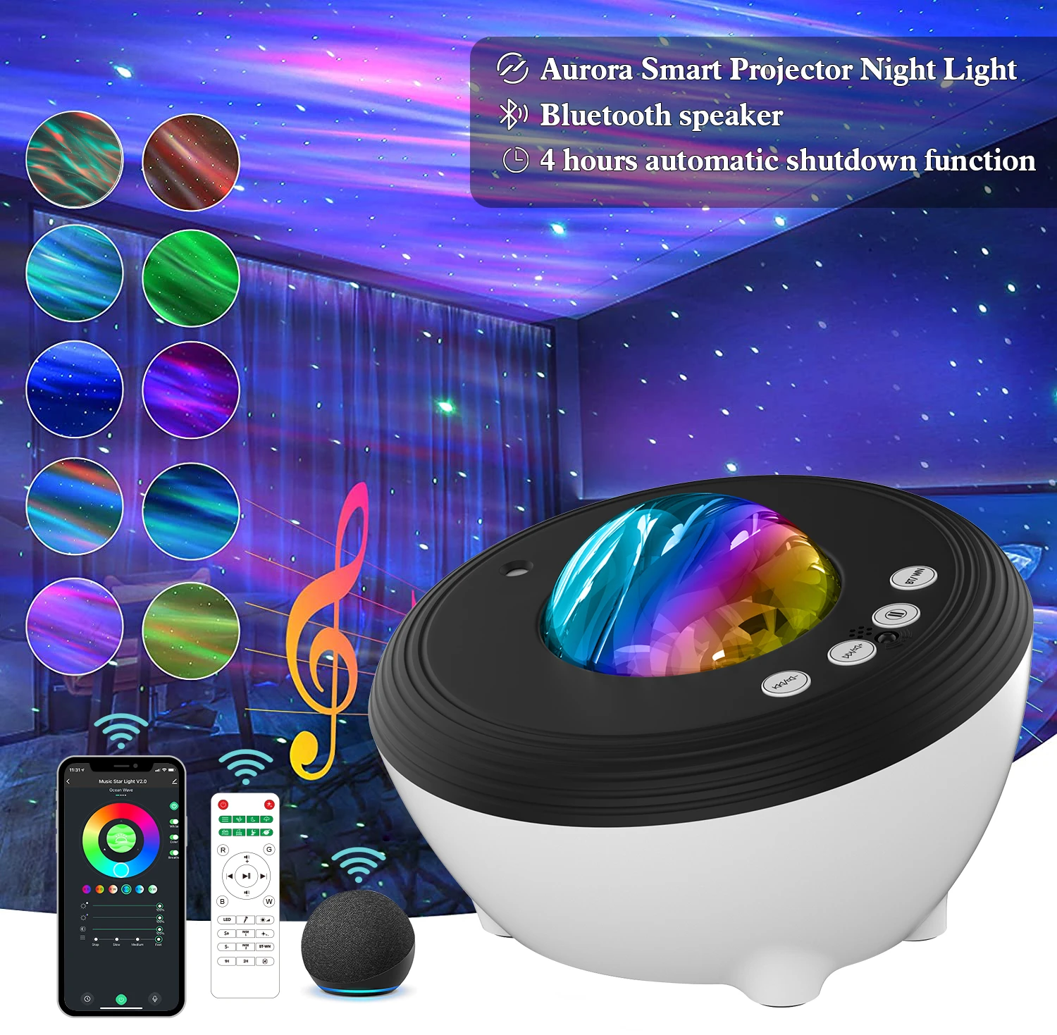 Proyector Starry Bluetooth Speaker Aurora Proyector Proyector Starry Bluetooth Speaker Aurora Proyector