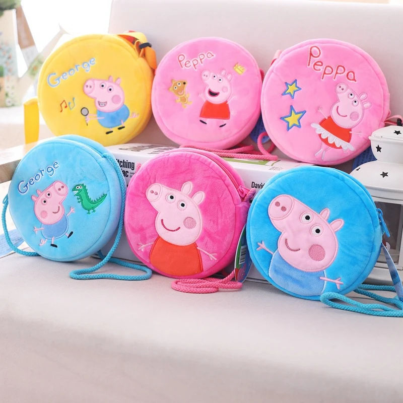 HG Peppa Pig 7 видов плюшевых сумок, Оригинальные Плюшевые игрушки Peppa/Джордж, Круглый Карманный кошелек, сумка на плечо/сумка через плечо, подарок для детей