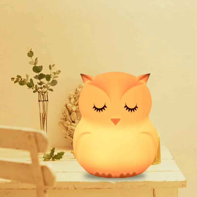 

Lovely Owl Cartoon Silicone Baby Led Night Light Children Toy Lights Bedside Night Lamp Gifts For Kids 8 Colors Changing