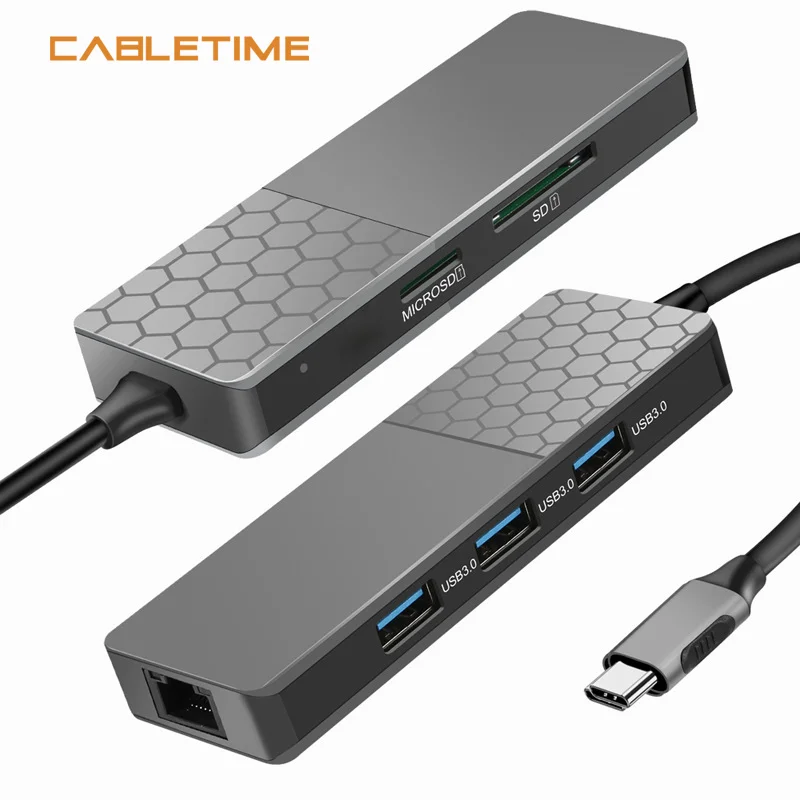 Кабель USB HUB Type C к Ethernet LAN USB3.0 SD кардридер зеркальное освещение для Matebook Acer Lenovo Macbook