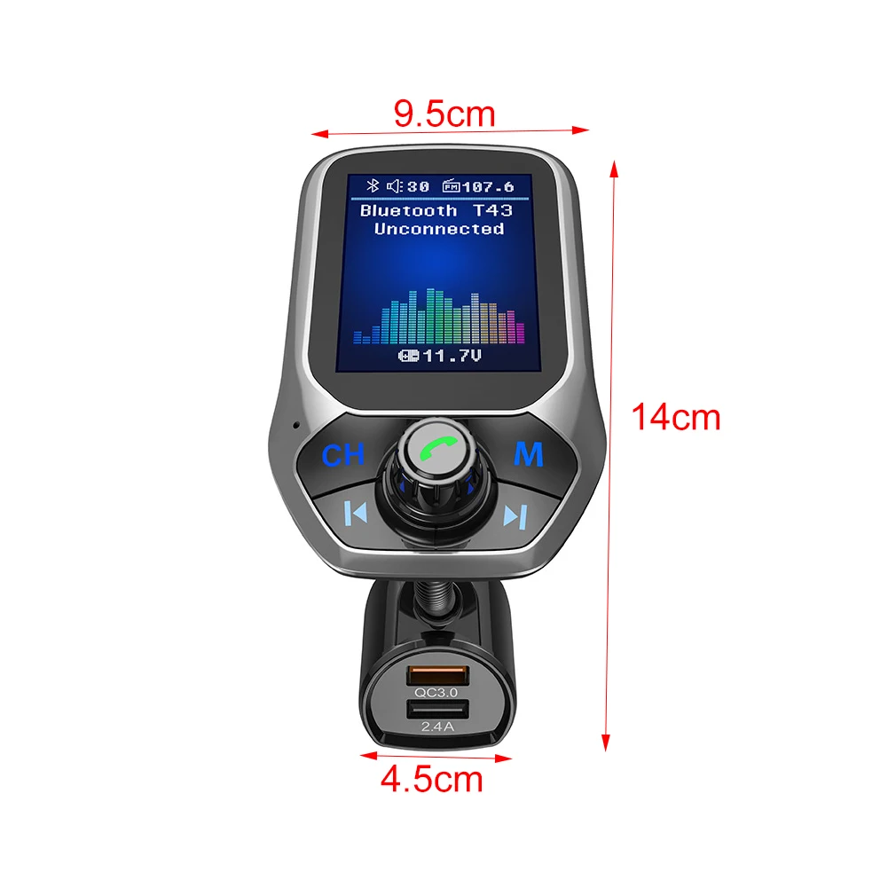 MP3 плеер Автомобильный комплект свободные руки fm-передатчик USB зарядное устройство Музыка ЖК-дисплей Многофункциональный интерфейс AUX четыре режима Bluetooth