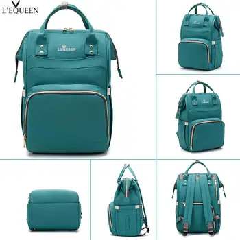 

LEQUEEN Pure Color Multi-function Diaper Bag Mummy Large Capacity Travel Shopping Backpack Baby Nursing Nappy Organizer Handbag