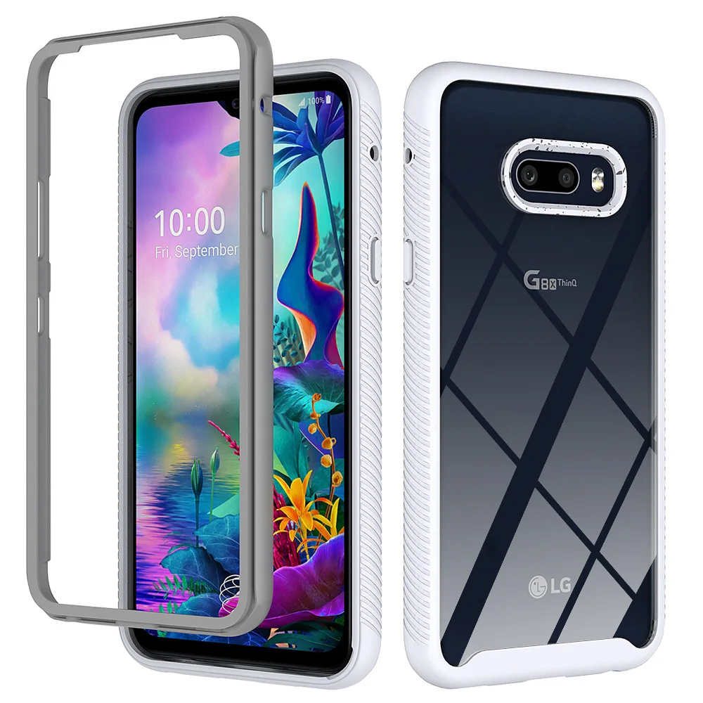 Hybrid TPU/PC Sky Case For LG G8X ThinQ  Fundas Capa Two Layer Structure Shockproof Crystal Clear Shell Cover For LG V50s ThinQ cell phone pouch with strap