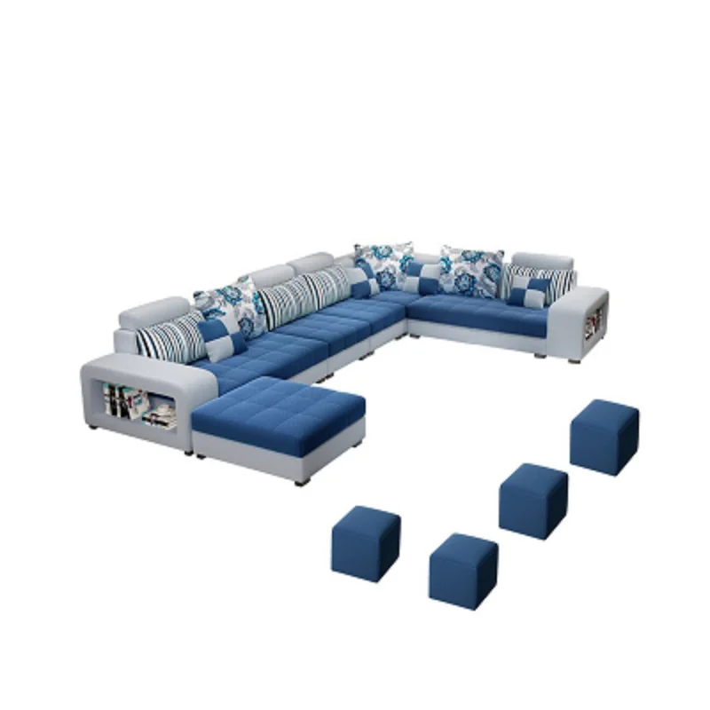 

High Quality Living Room Sofa Set Home Furniture Modern Design Cotton Fabric Frame Soft Sponge U Shape Home Furniture