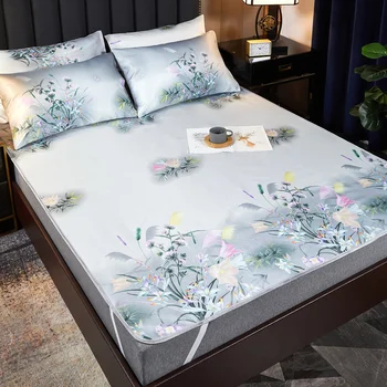 

Summer Mat Cooling Double Folding Bed Sheet Summer Easy To Clean Dustproof Air Conditioning Mat