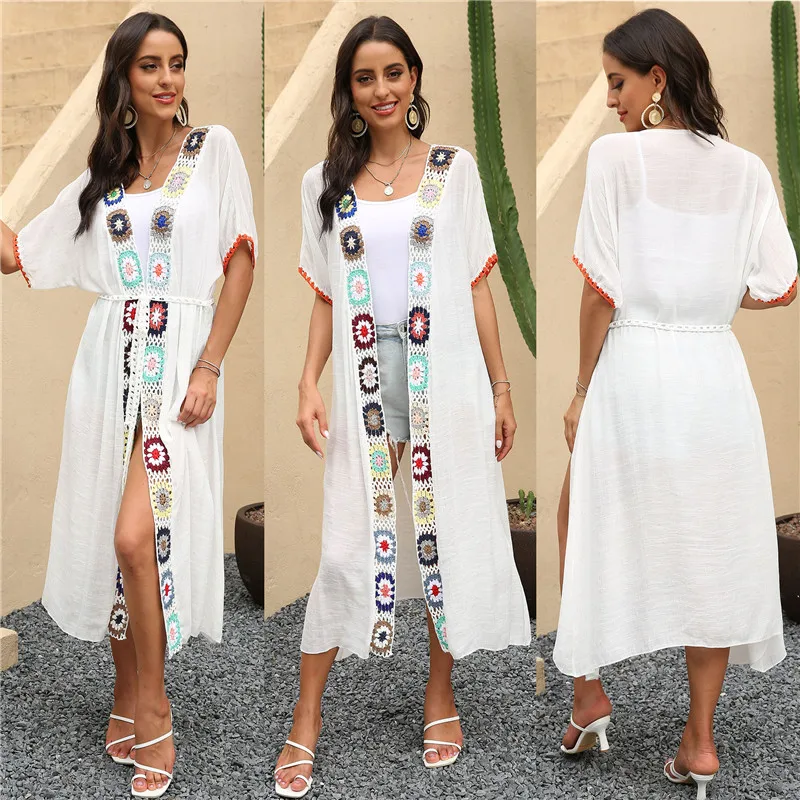 Cardigan Beach Cover Up for Women 2020 Summer Sortie De Plage Femme Beachwear Robe Crochet Bikini Dresses Long Beach Dress NEW