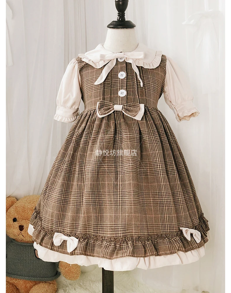 Платья для девочек в японском стиле «лолита» Kawaii, милое детское платье «лолита» Детское платье для косплея с бантом для девочек, платье с рукавом с рюшами
