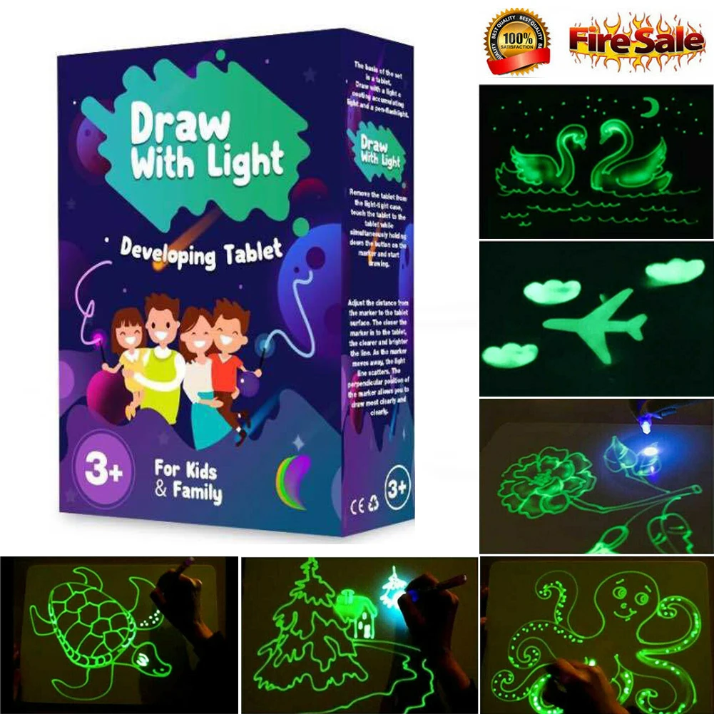 Kids Draw With Light Fun And Developing Toy Drawing Board Magic Draw Educational Drawing Toys