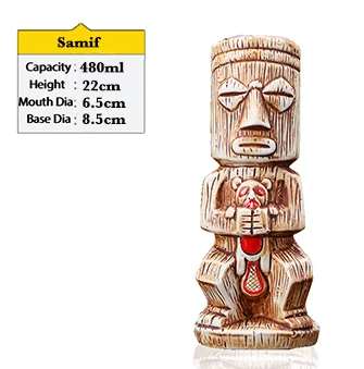 Hawaii-Themed Ceramic Tiki Beverage Mug