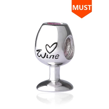 

2017 New Arrival 925 Sterling Silver Charm Red Wine Glass Beads Fit Authentic Europe Bracelets Pendants Jewelry for women Gift