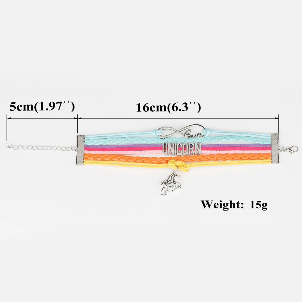 Детский плетеный браслет с единорогом для девочек, браслеты дружбы, ювелирные изделия, многослойный браслет с шармом, модное ювелирное изделие