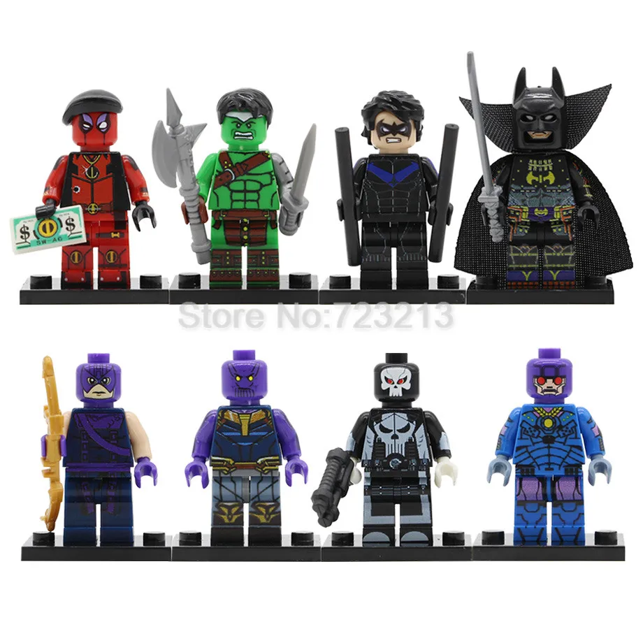 

Super Hero Thanos Figure Sentinel Batman Ninja War Hulk Deadpool Nightwing Hawkeye punisher Building Blocks Model Toys Legoing