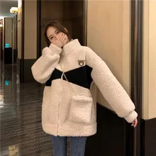 

Anbenser Women Coat Winter Lamb Wool Coat Women Korean Turndown Collar Teddy Overcoat Female Harajuku Warm Faux Fur Jackets