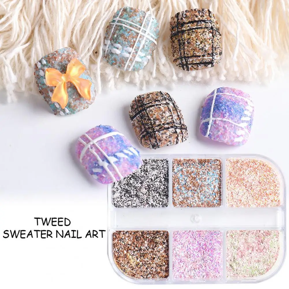 Winter Woolen Nails Powder Knit Weave Grain Effect Mixed Color Sand Pigment Dust Manicure Nail Art Glitter Decoration