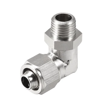 

uxcell 12mm Tube OD to 1/4PT Male Thread Elbow Quick Fittings Nickel Plated Copper for Air Compressors Aircraft Controls etc