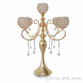 

elegant new tall 5 arms wedding rose gold crystal candelabra for wedding decoration centerpieces