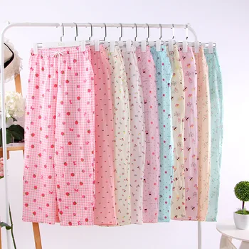 

Comfortable Soft Cotton Gauze Pajama Pants Home Pants for Women Sleep Bottoms Cute Lounge Wear Sleeping Pyjama Bottoms Nightwear