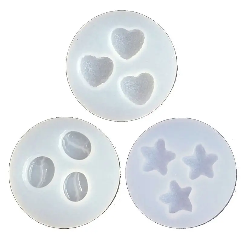 

3Pcs Soft Sugar Love Star Heart Pendant Mold Coffee Bean Gummy Candy Resin Mold U4LF