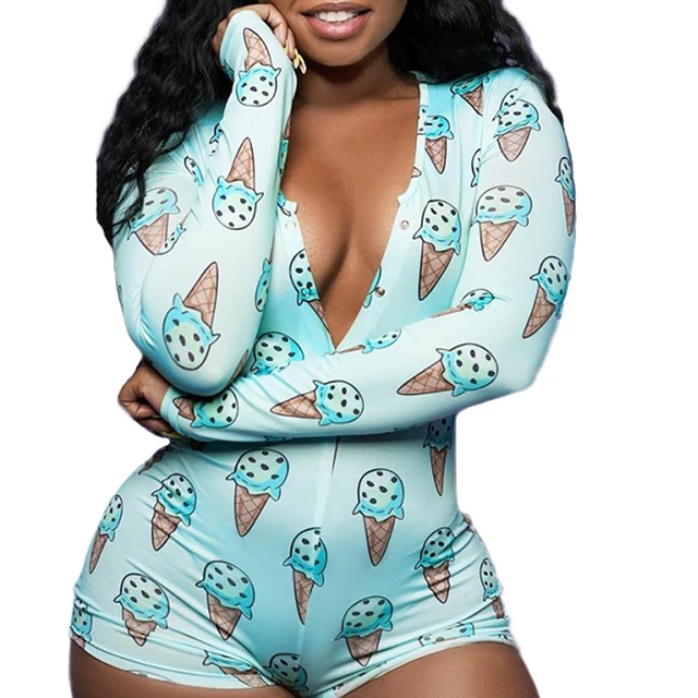 Stretchy Sexy Onesie Pajamas For Adults Women Plus Size Button Bodysuit  Leotard Short Sleepwear Jumpsuit Rompers Onsie Party| | - AliExpress