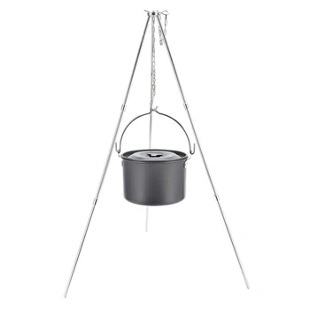 

Outdoor Camping Picnic Cooking Tripod Hanging Tripod Hanging Pot Durable Portable Campfire Picnic Pot Cast Iron Fire Grill