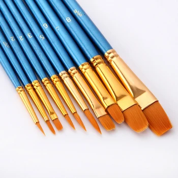 

10pcs/lot Professional Watercolor Paint Brushes Set Nylon Hair Painting Brush Short Rod Oil Acrylic Paint Brush Pen Art Supplies