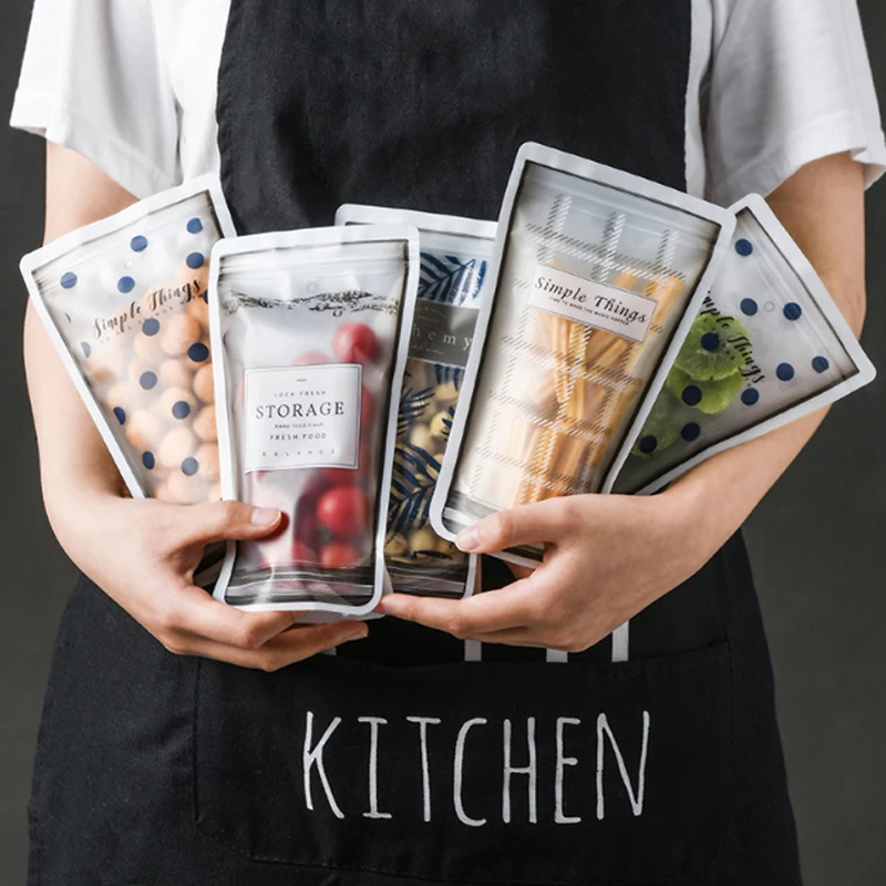 4 шт. матовые прозрачные силиконовые пакеты для хранения фруктов и