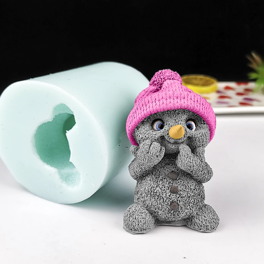 

PRZY Cute Snowman Baby With Wool Cap Mould Silicone Fondant Soap Molds Adorable Soap Molds Handmade Mold Clay Resin Candle Mould