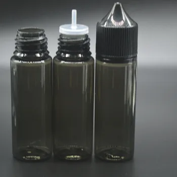 

60ml Clear Black Fat Container With Mix Color Safe Cap E juice Drop Wholesale Empty Plastic E cig Liquid Dropper Seal Bottles